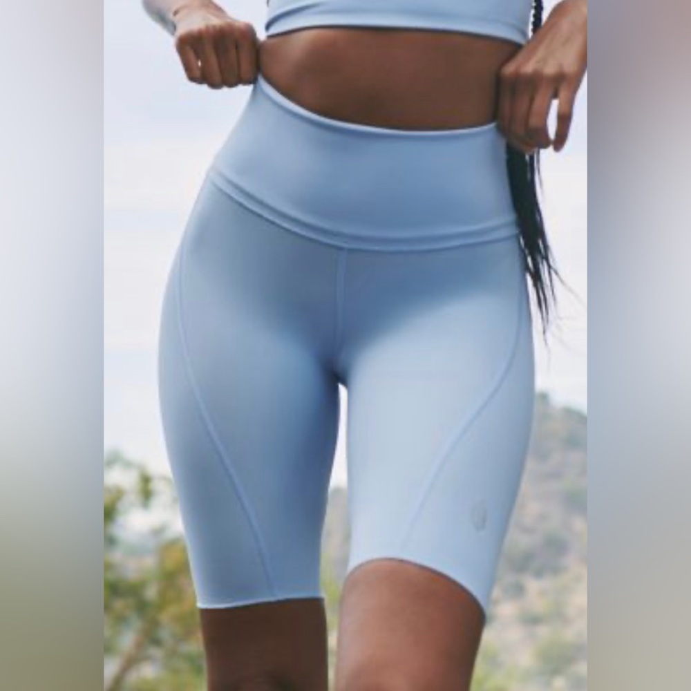Free People Light Blue High-Waist Athletic Bike Shorts